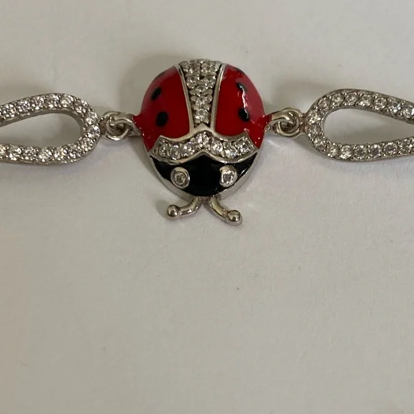 🐞 925 Silver ladybug cz stones bracelet 🐞